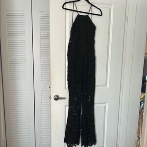 Black Lace Halter Jumpsuit